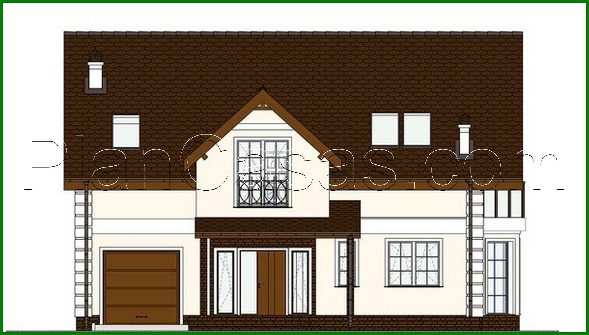 506. The project of a chic country house with a bay window and beautiful balconies