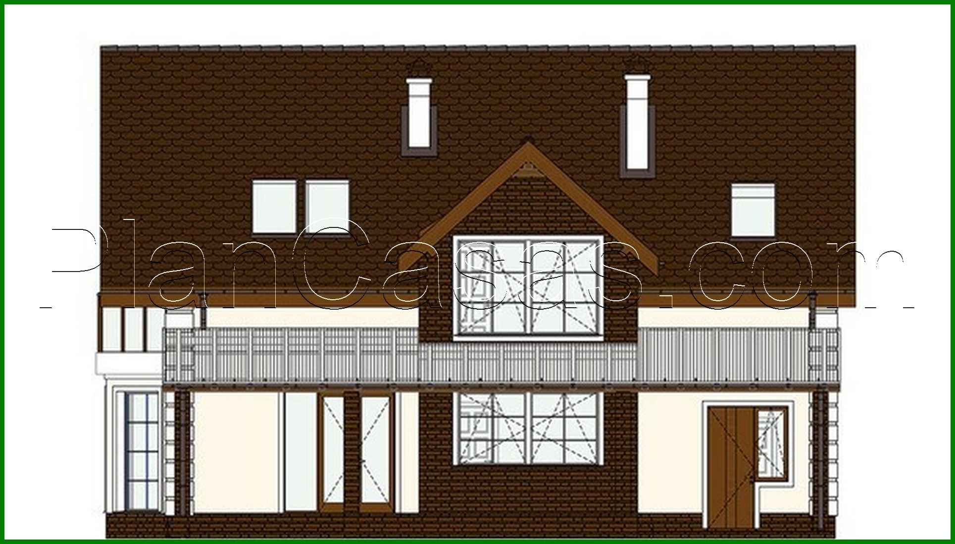 506. The project of a chic country house with a bay window and beautiful balconies