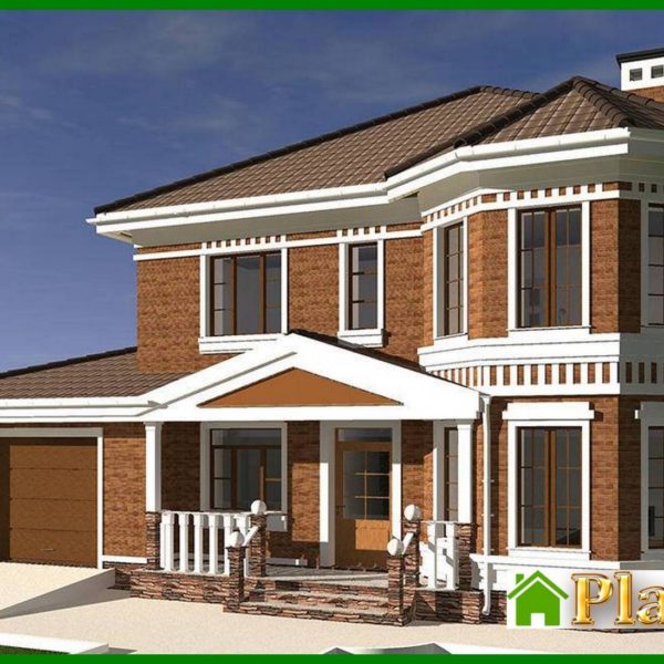 510. Original project of a delightful two-story apartment building with bay window