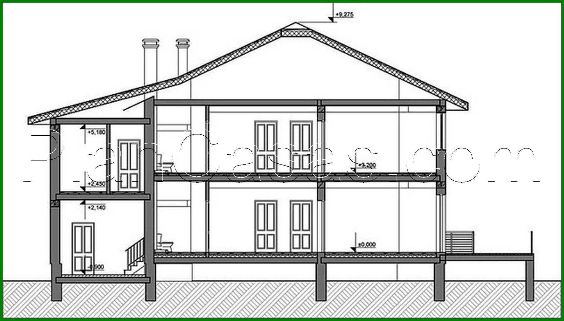 514. Architectural project of a country mansion with a terrace