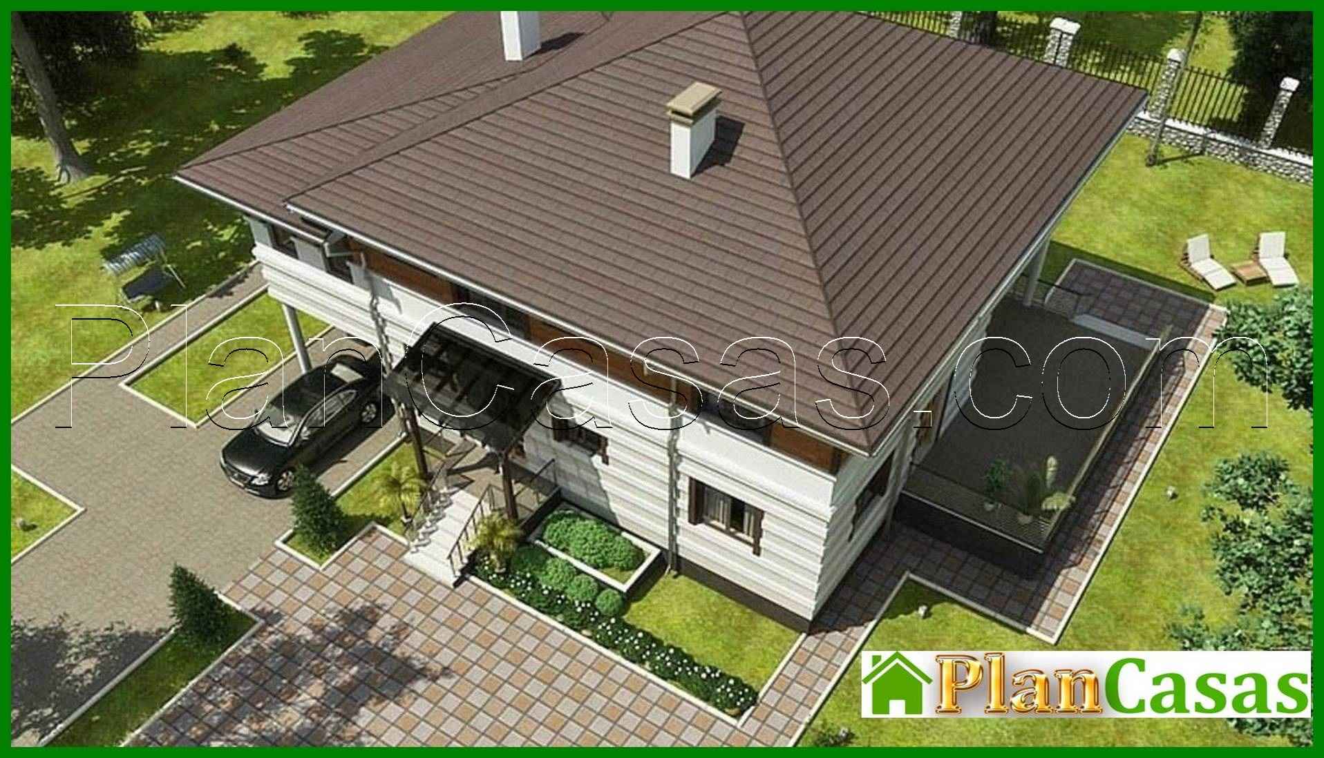 514. Architectural project of a country mansion with a terrace