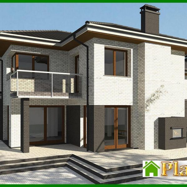 528. Plan of a two-story house with a garage for 2 cars