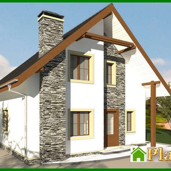 551. The project of a two-story cottage with a colorful exterior of 135 square meters. m