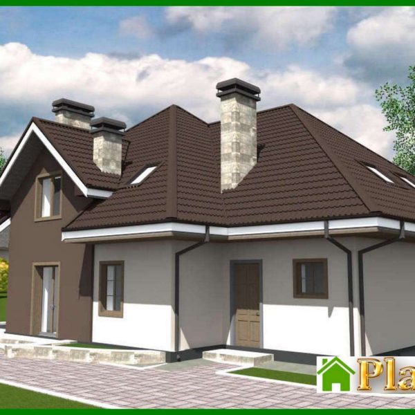 580. The project of a cottage with an attic and bay window with an area of 289 sq.m