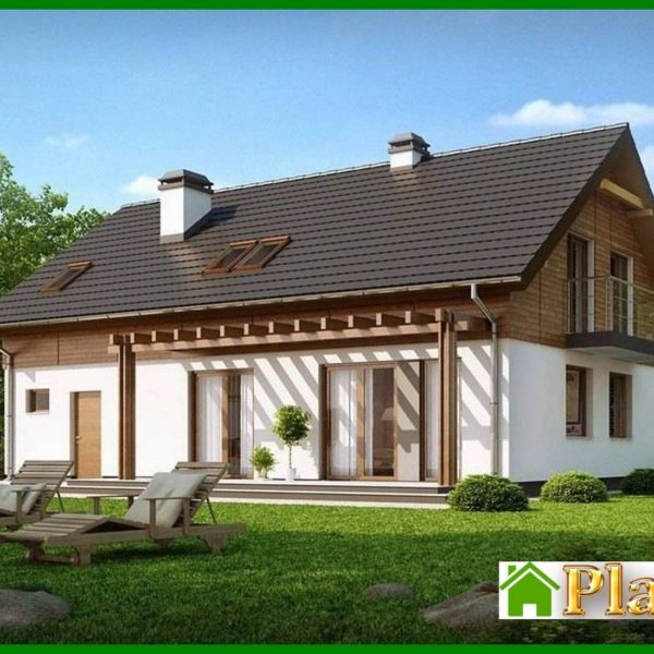 598. Project of a classic cottage with an elongated garage