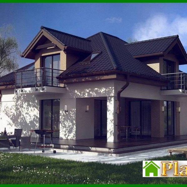 612. The project of the house in a traditional style with an office on the ground floor 612. The project of the house in a traditional style with an office on the ground floor