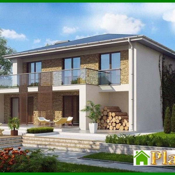 620. The project of a two-story house with large windows 620. The project of a two-story house with large windows