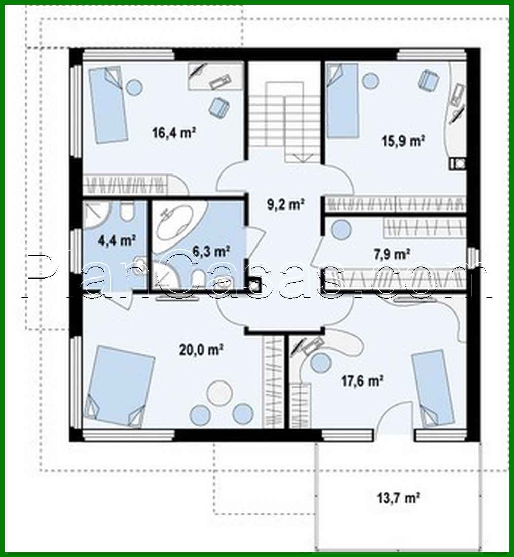 622. The project of a two-story house with an extended garage for two cars