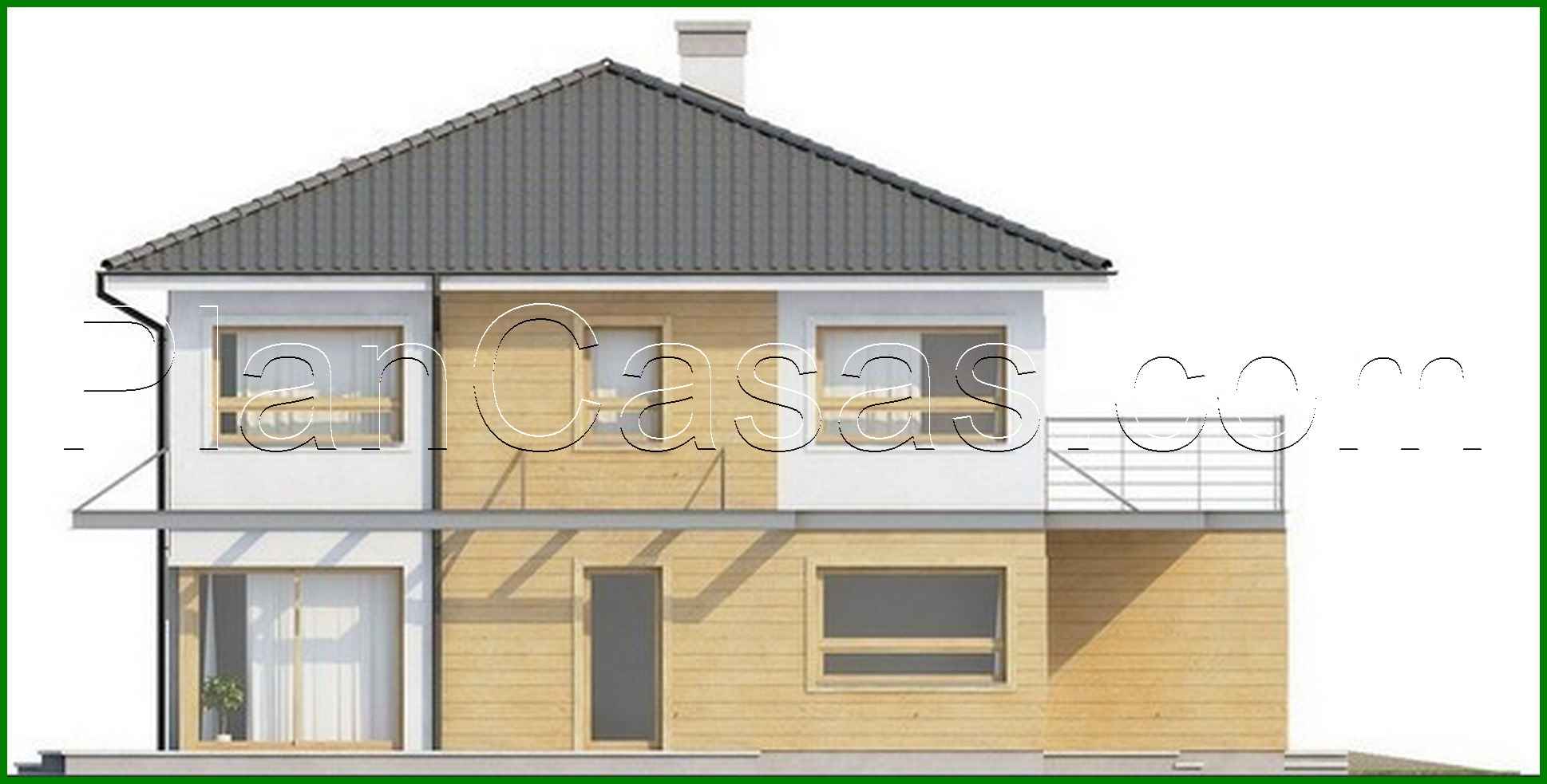 622. The project of a two-story house with an extended garage for two cars