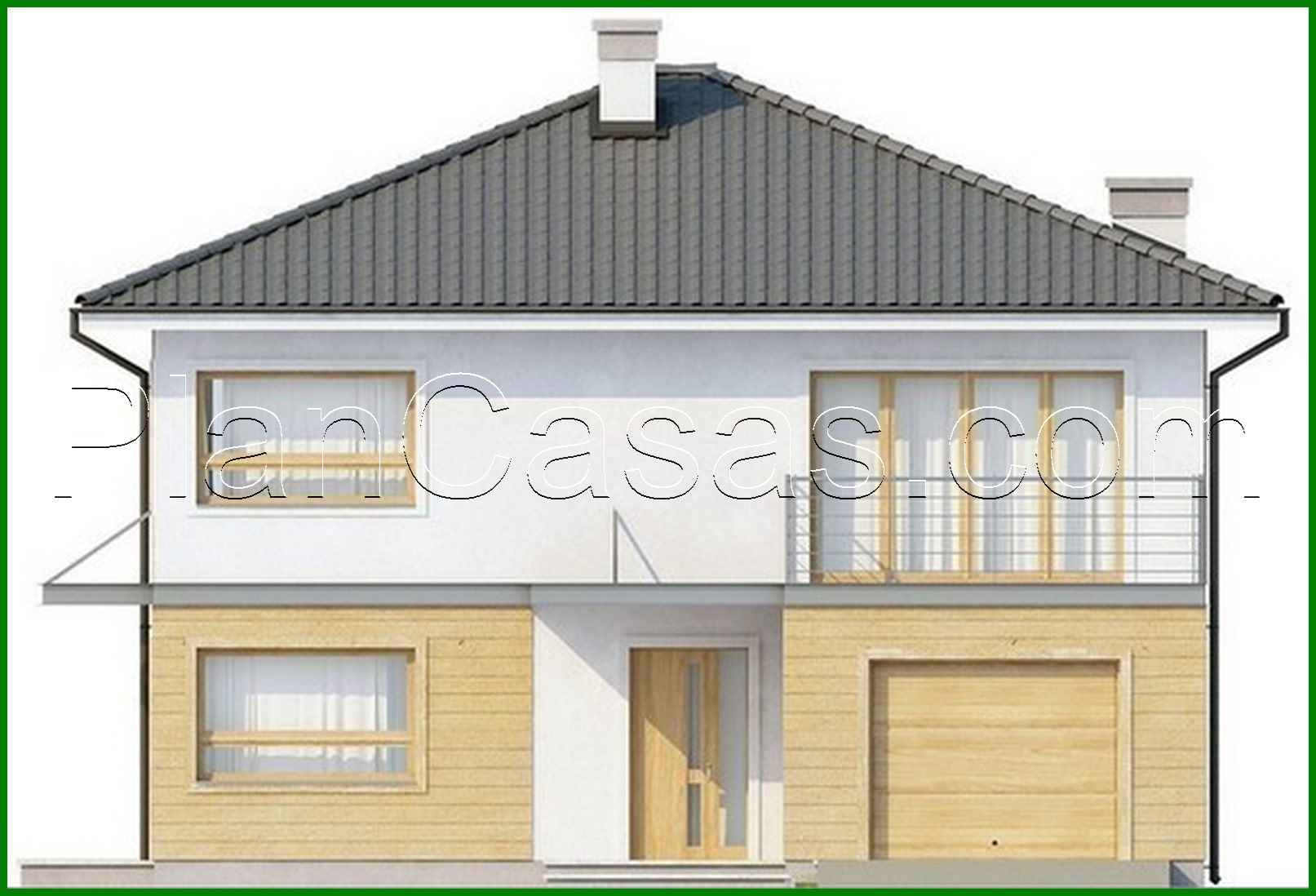 622. The project of a two-story house with an extended garage for two cars