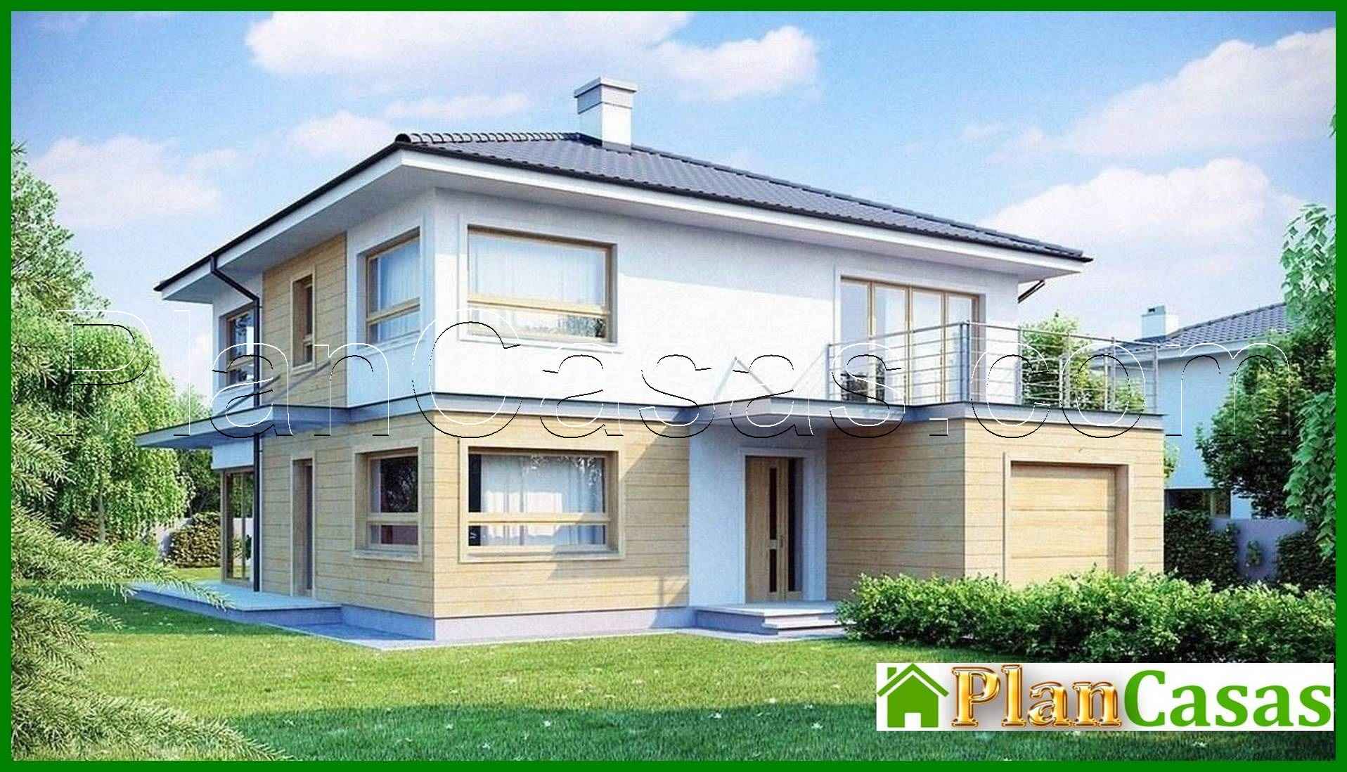 622. The project of a two-story house with an extended garage for two cars