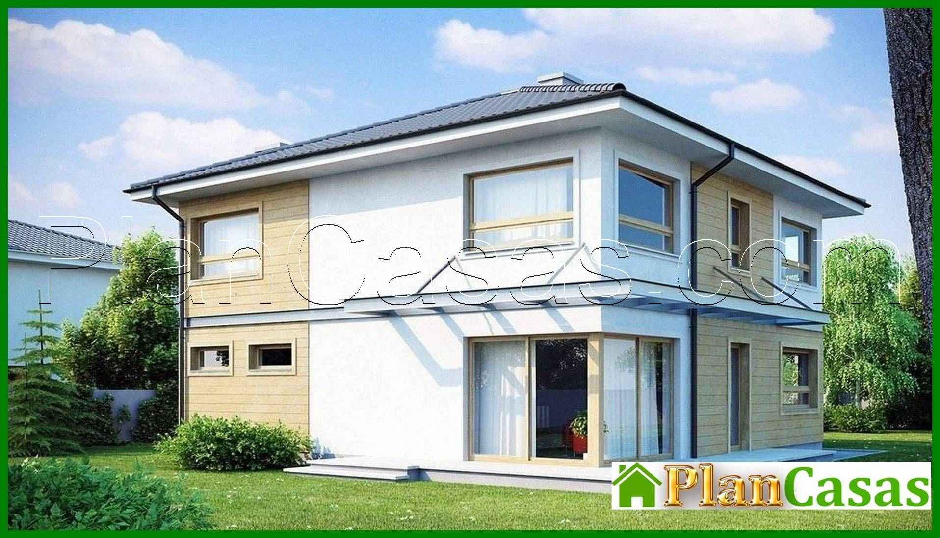 622. The project of a two-story house with an extended garage for two cars