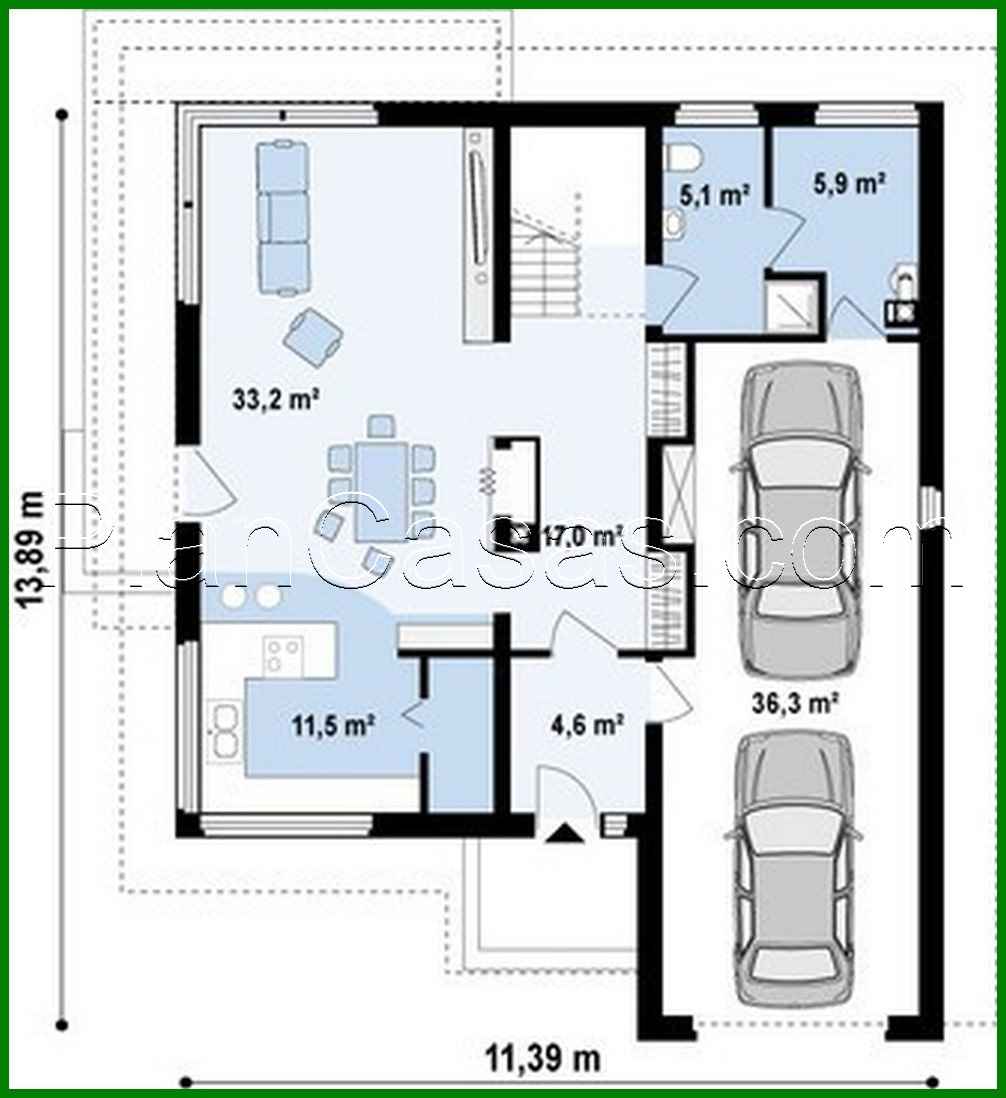 622. The project of a two-story house with an extended garage for two cars