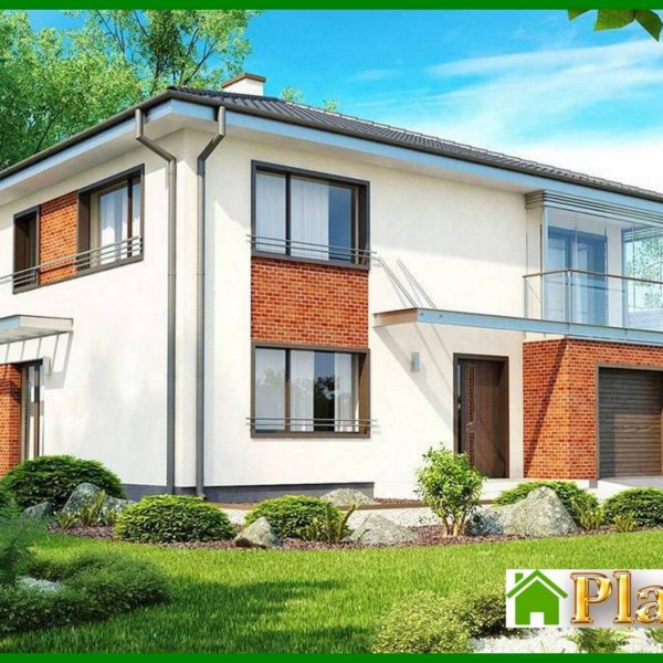 629. Project of a two-story house with a bay window above the garage