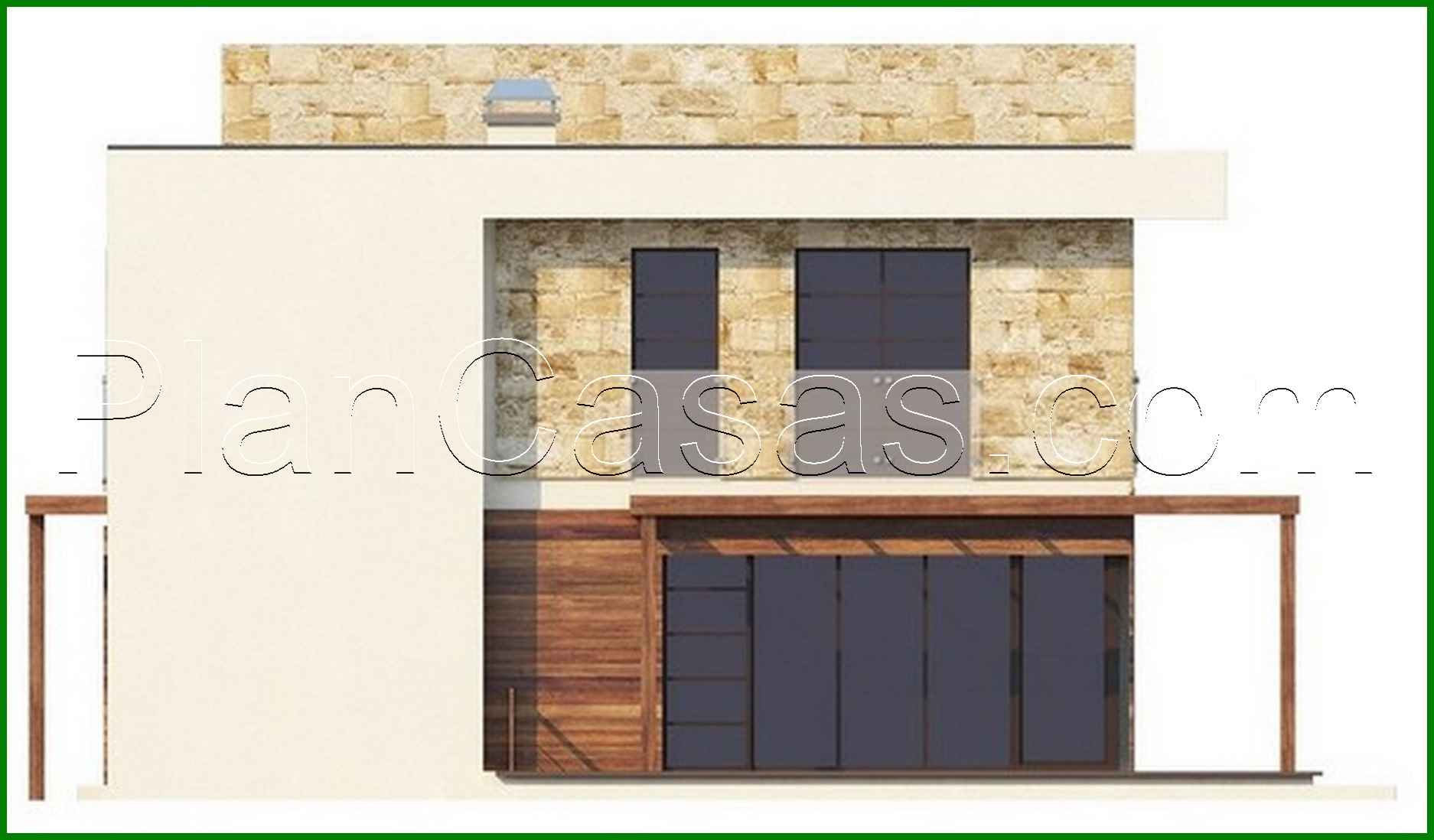 636. The project of a two-story modern cottage with a garage for two cars