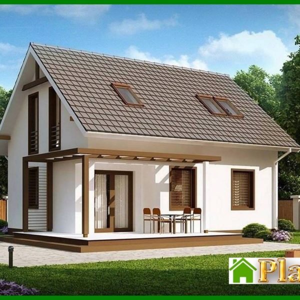 686. The project of a white cottage with an attic, made in the classical style