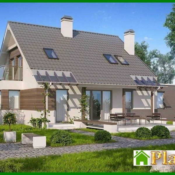 704. Project of a small one-story house with a terrace above the garage