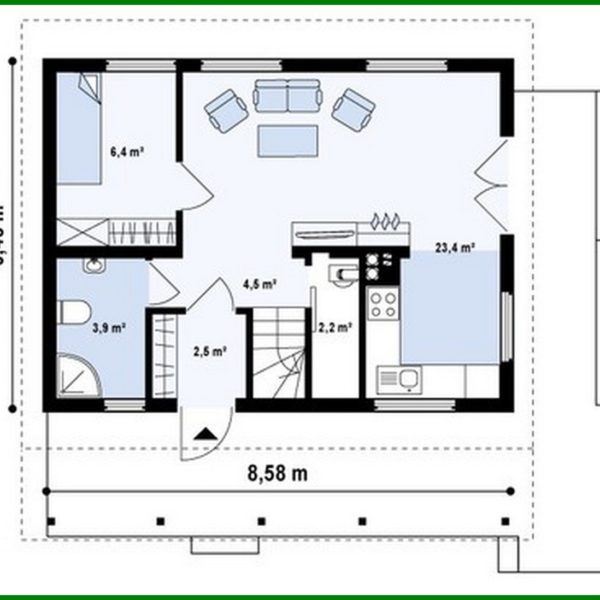 723. The project of a small country house with a front terrace