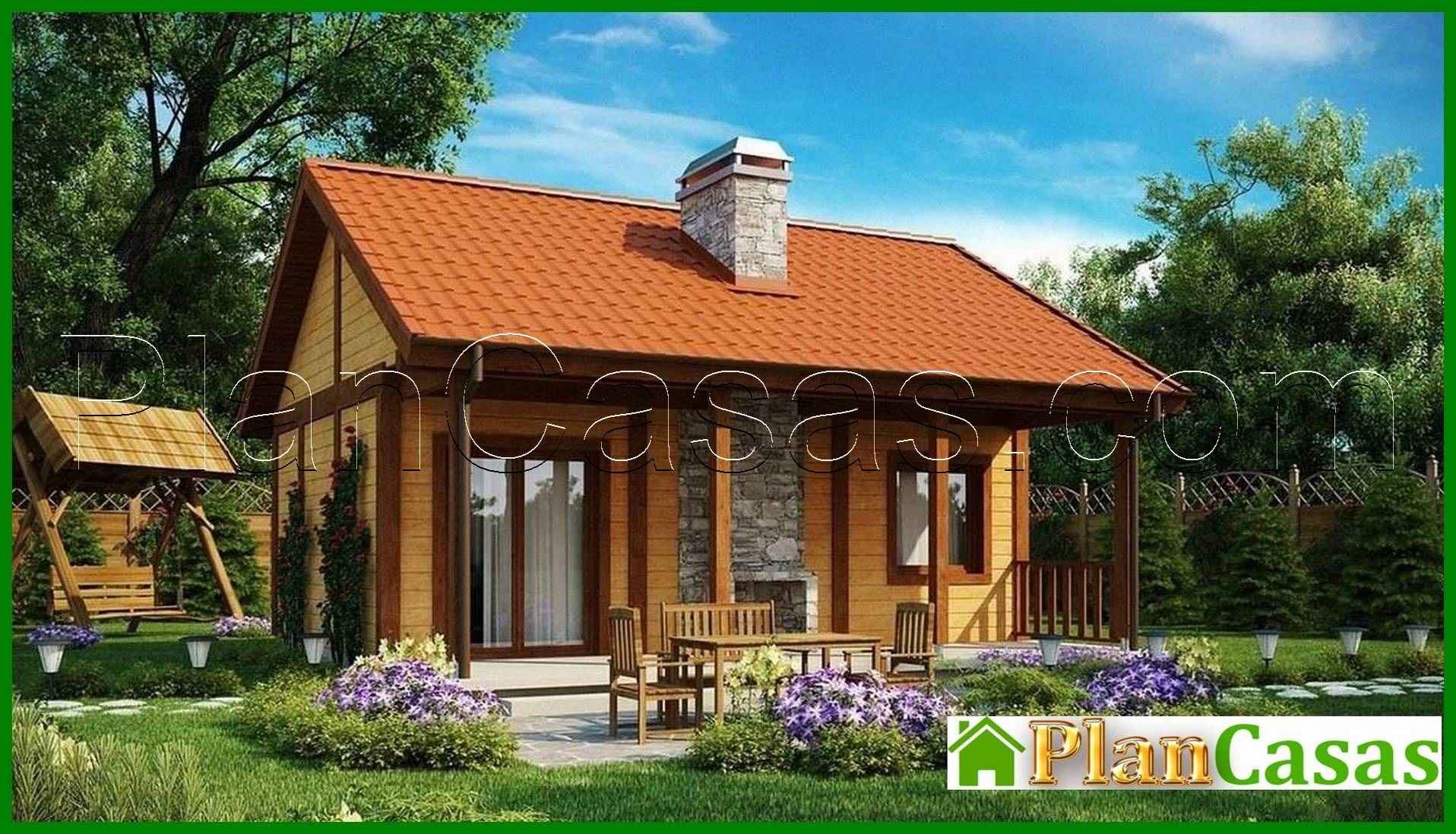 725. The project of a small budget one-story house with a wooden facade