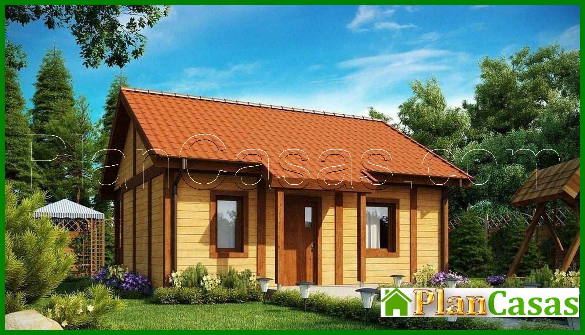 725. The project of a small budget one-story house with a wooden facade