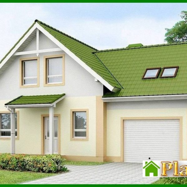 726. One-storey house project with attic, garage and green roof