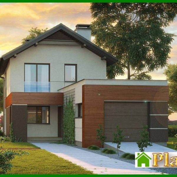 756. The project of a two-story cottage with a garage