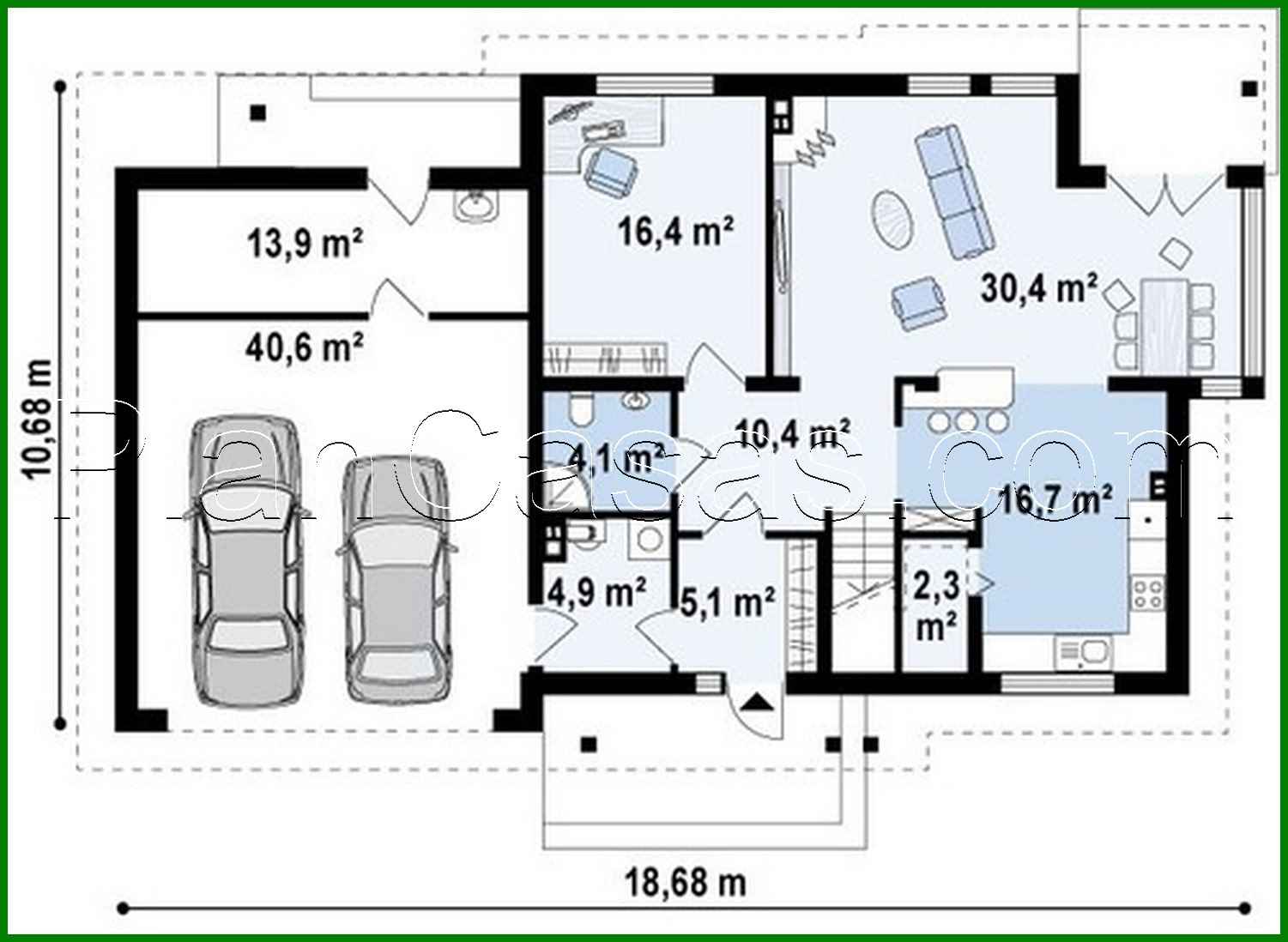 759. The project of a two-story cottage with a garage for two cars