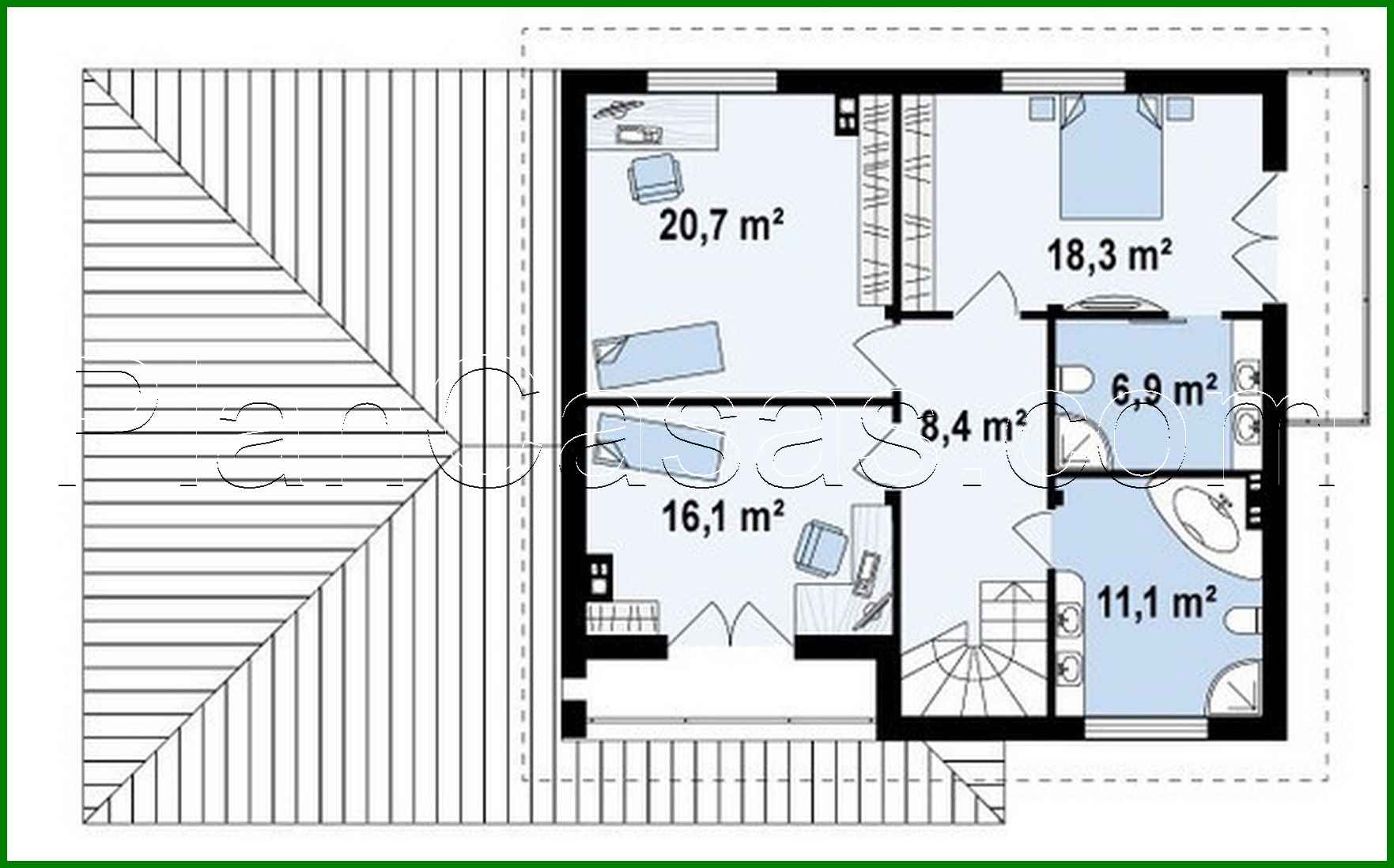 759. The project of a two-story cottage with a garage for two cars