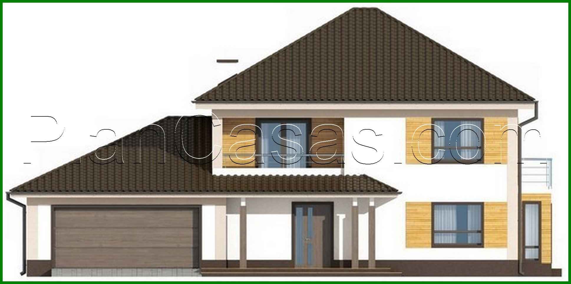 759. The project of a two-story cottage with a garage for two cars