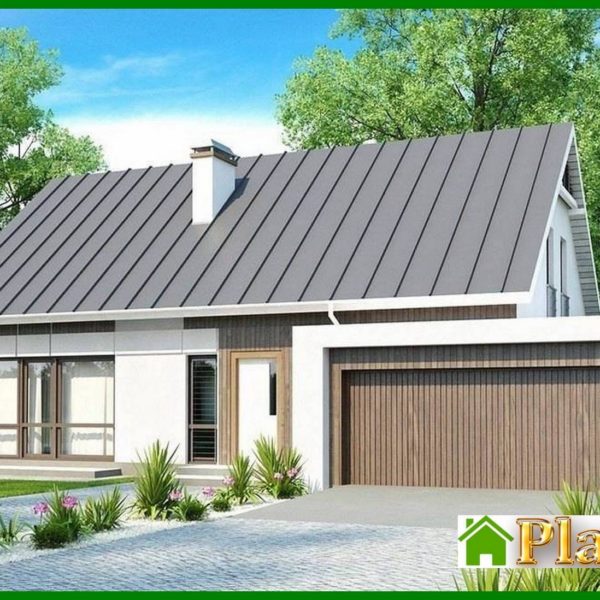 768. House project with an attic, a living room and a double garage 768. House project with an attic, a living room and a double garage