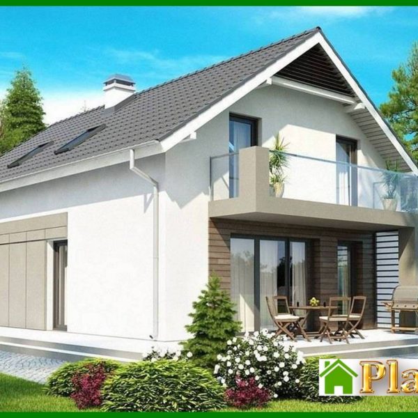 778. The project of a cottage with an attic, with a frontal garage