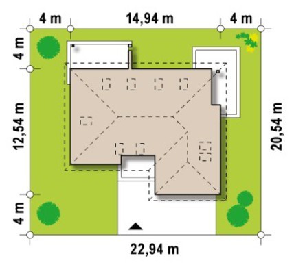 782. Project of a cottage with a garage and an additional night zone