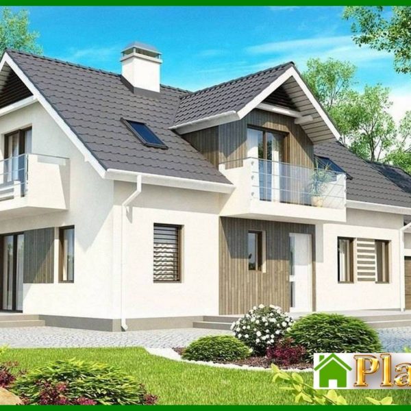 783. Project of a large cottage with a garage, an attic and an additional bedroom