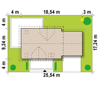 783. Project of a large cottage with a garage, an attic and an additional bedroom
