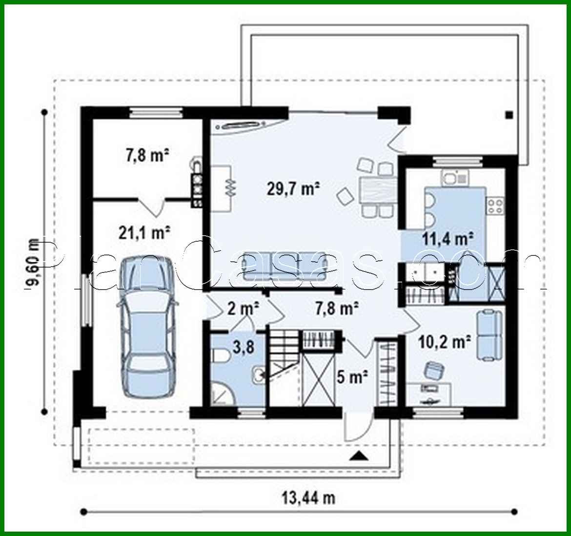 789. Project of a cottage with a garage and an office on the ground floor