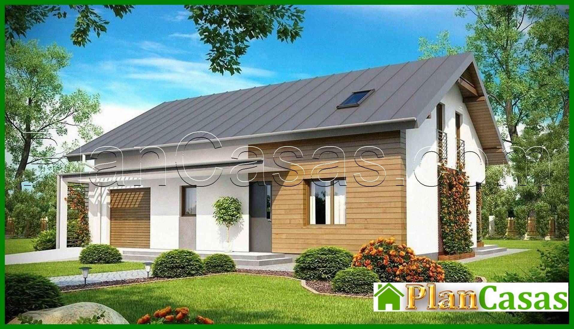 789. Project of a cottage with a garage and an office on the ground floor