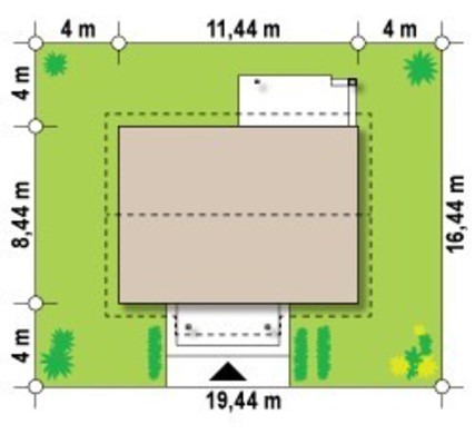 813. The project of a small neat one-story house with a gable roof