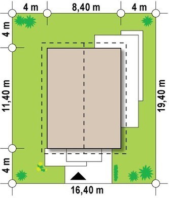 814. The project of a small one-story house with a convenient side entrance