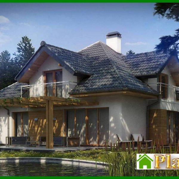 821. House project with facade windows and a garage for two cars 821. House project with facade windows and a garage for two cars