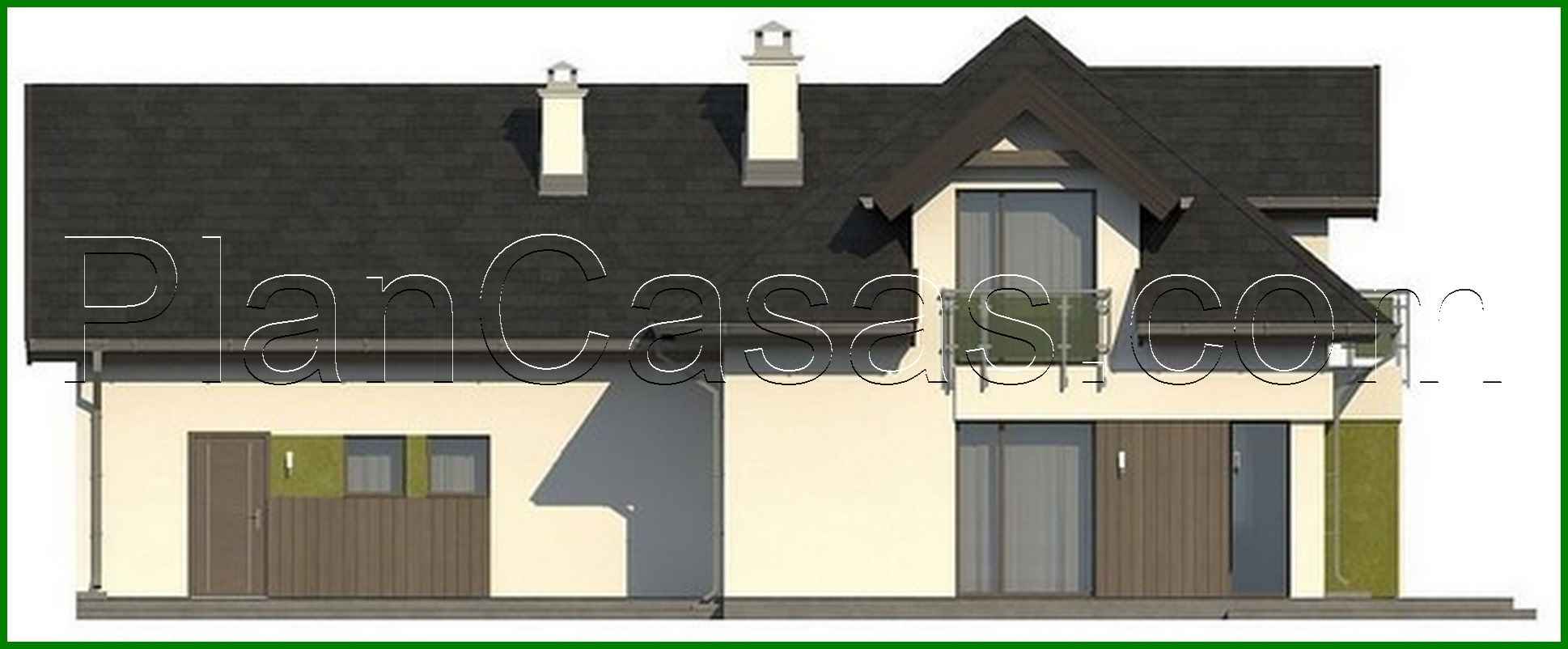 824. House project with interesting windows and a garage for two cars