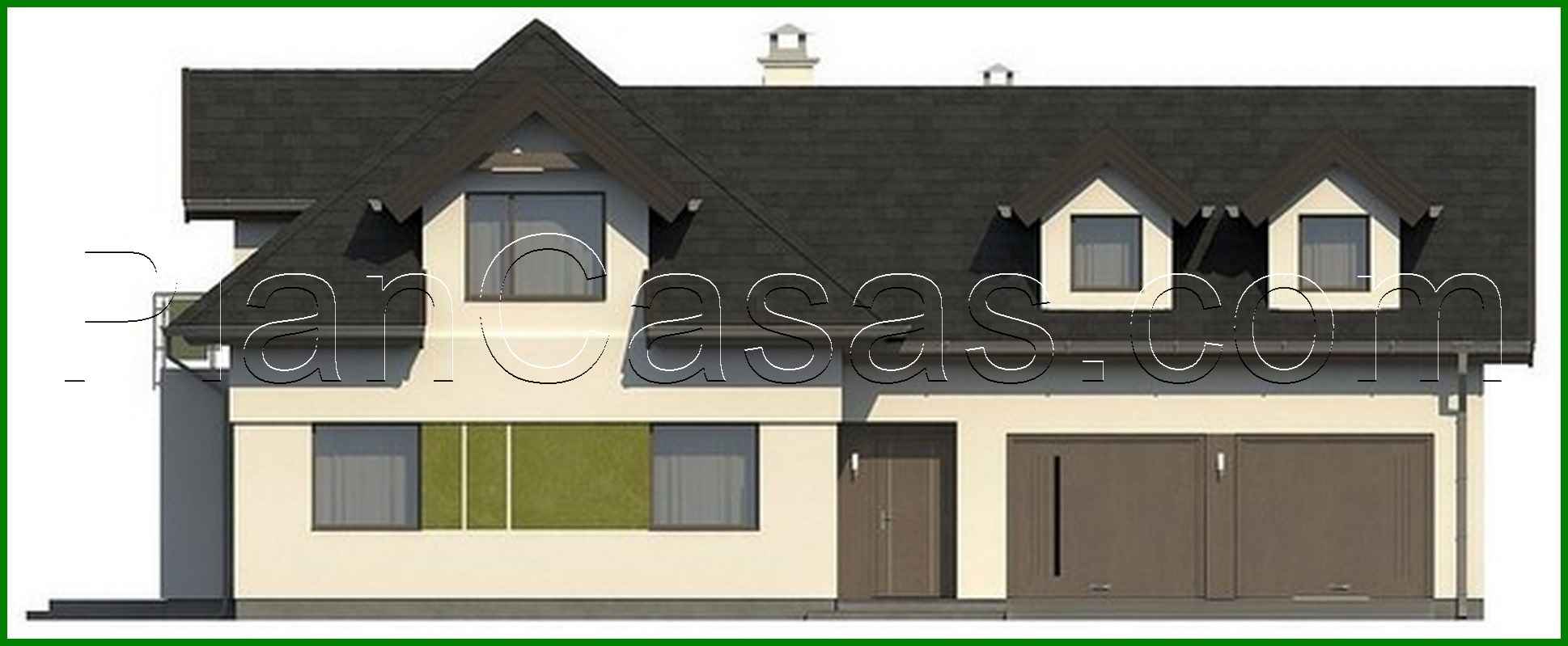 824. House project with interesting windows and a garage for two cars