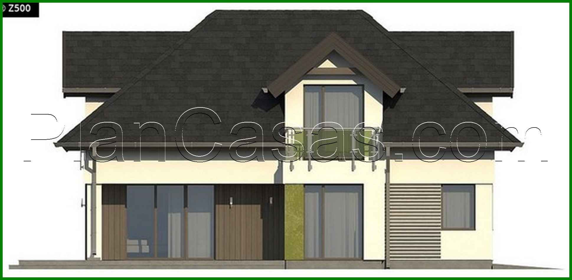 824. House project with interesting windows and a garage for two cars