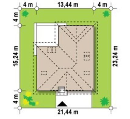 831. House project with front windows in the attic