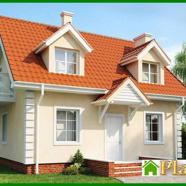 841. The project of a neat classic-style house with a gable roof