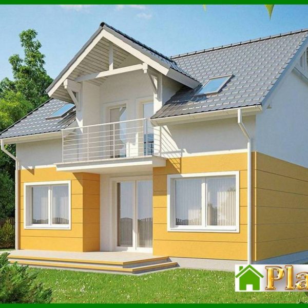 846. House project with attic, balcony, and kitchen from the garden