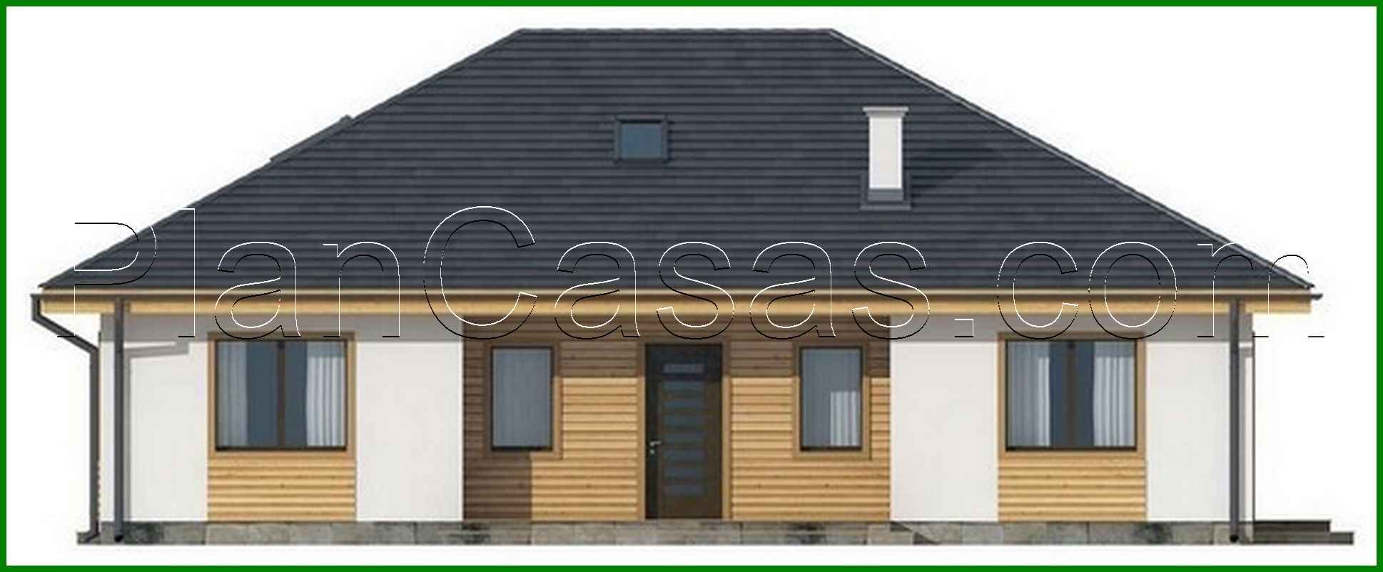 865. The project of a one-story classic-style house with a four-gable roof