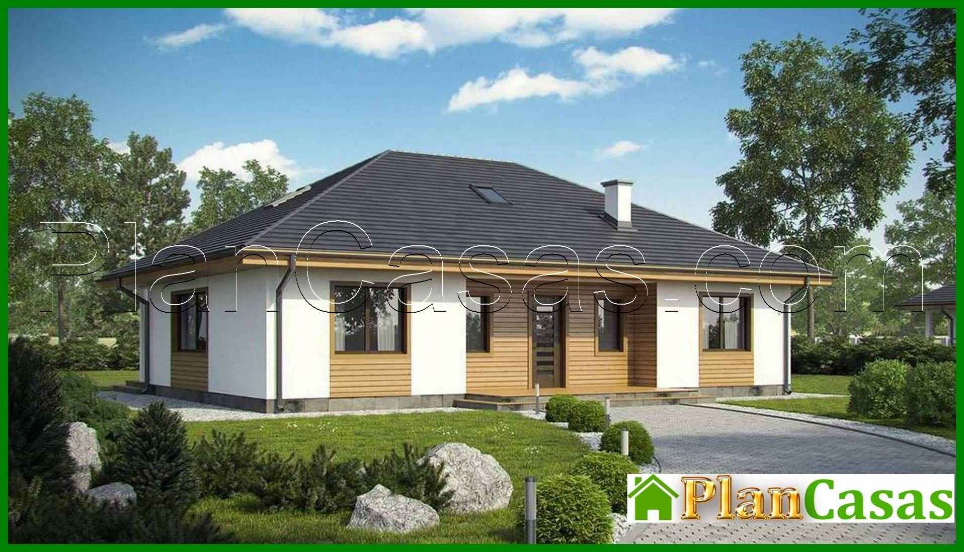 865. The project of a one-story classic-style house with a four-gable roof