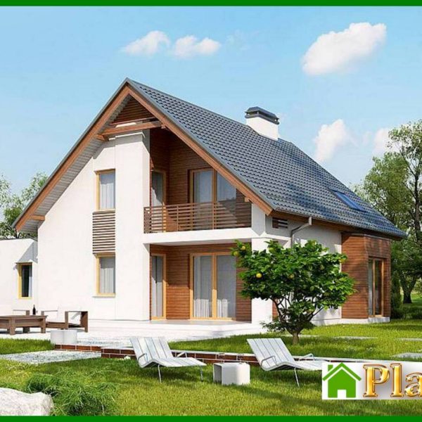 874. The project of a nice cottage with an area of 184 square meters. m with attached garage