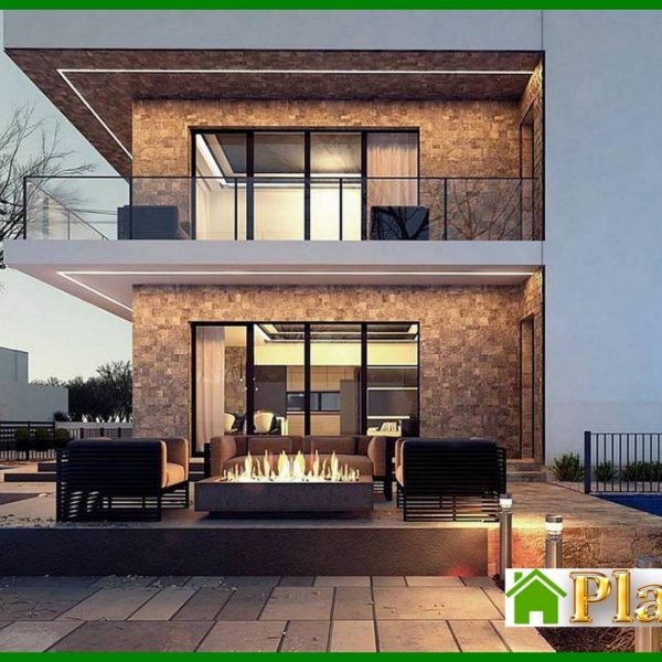 880. Plan of a nice two-story cottage on 183 square meters. m in the style of minimalism