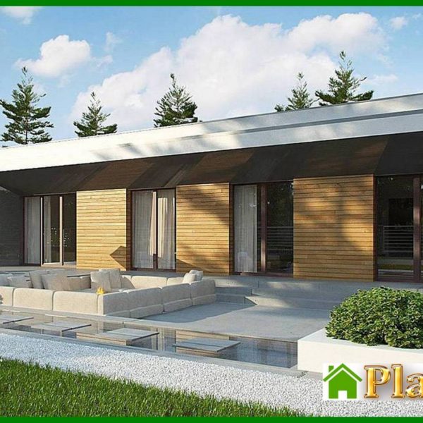 881. Project of a modern cottage with an area of 170 square meters. m with three bedrooms and bathrooms